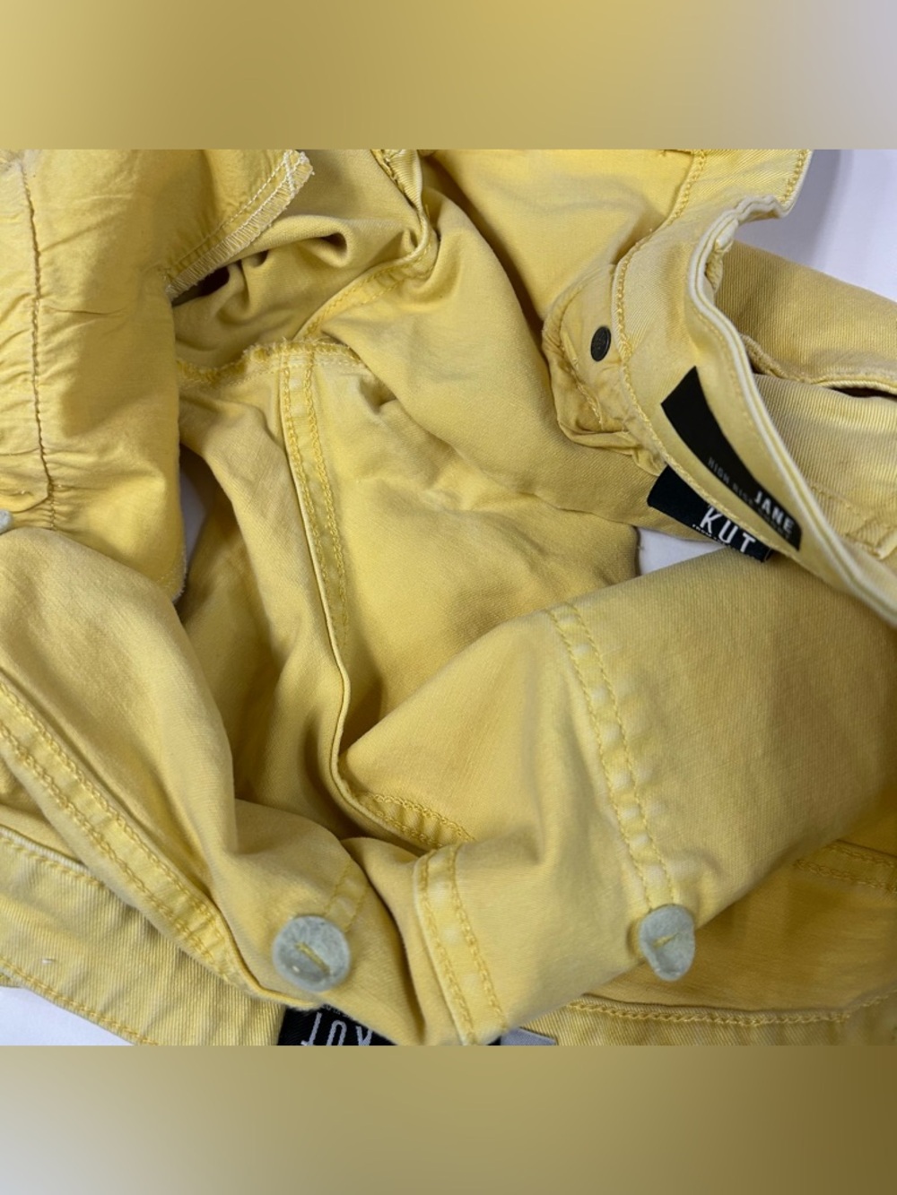 Kut From The Kloth Women’s Size 12 Jane High Rise Shorts Jean Yellow Denim #2411 - Picture 2 of 11